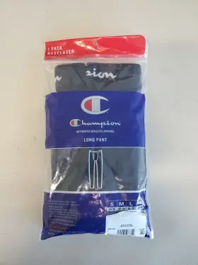Champion 194164966842 Baselayer Mens Mid-weight Long Pants Moisture Wicking Black Size S Nip