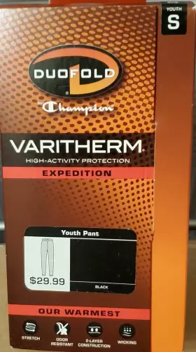 Kew6 Champion Duofold 192503844790 Original Varitherm Expedition Youth Pant Black Small