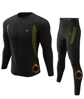C1101b-0-0 Cl Convallaria Mens Thermal Underwear Set Cold Weather Long Johns Black Xxl