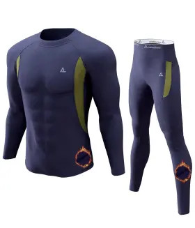 C1104q-21 Cl Convallaria Midweight Thermal Underwear Set Xl - Navy Blue Long Johns Base Layer