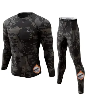 C1104q-27 Cl Convallaria Mens Camo Thermal Long Johns Set - Midweight Winter Base Layer Size M
