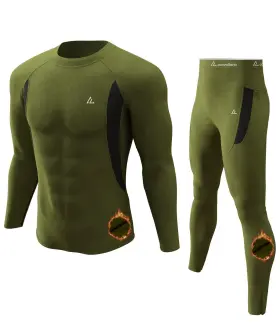 C1104y-4 Cl Convallaria Thermal Underwear Set Midweight Long Johns Army Green Xxl For Winter Sports