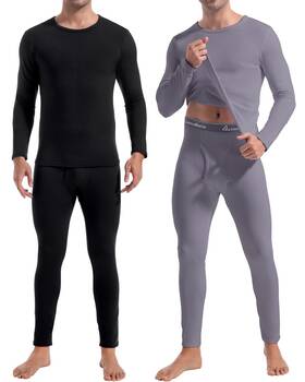 Cl Convallaria C1104z-2 Mens 2 Pack Thermal Long Johns Fleece Lined Base Layer Set Medium