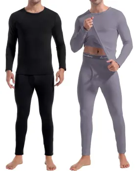 C1104z-2 Cl Convallaria Mens 2 Pack Thermal Long Johns Fleece Lined Base Layer Set Medium