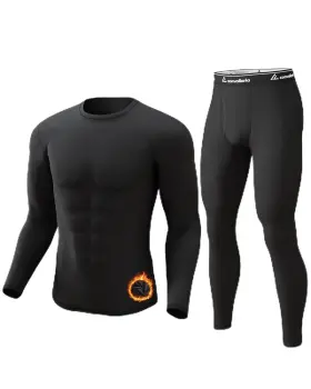 C1104z-3 Cl Convallaria Mens Thermal Long Johns Set Fleece Lined Base Layer Cold Weather Black Large