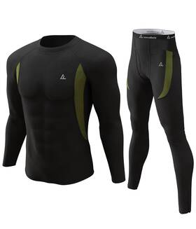 Cl Convallaria Yx-18-bk-of-xl Mens Xl Thermal Long Johns Set - Base Layer Winter Hunting Gear Black