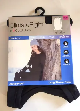 Climate Right 809709812491 Cuddl Duds Long Sleeve Crew Arctic Proof Base Layer Black Xs