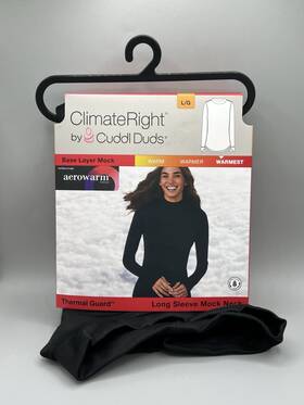 Climateright 198110407106 Cuddl Duds Womens L Long Sleeve Mock Neck Base Layer Top Warmest