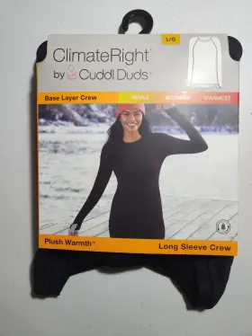 053462 Climateright By Cuddl Duds Plush Warmth Thermal Stretch Base Layer Top L/g Black