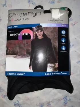 Climateright By Cuddl Duds 197117501886 Climate Right Womens Thermal Guard Long Sleeve Crew Size Xl Black 21