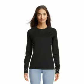 Climateright By Cuddl Duds 198110118637 Womens Pure Warmth Long Raglan Sleeve Top Black Sz L