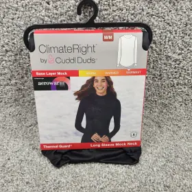 Climateright By Cuddl Duds 198110407090 Climate Right Womens Plush Warmth Long Sleeve Mock Size M/m Black