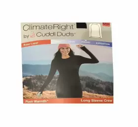 Climateright By Cuddl Duds 769137734010 Small Climate Right Womens Black Plush Warmth Long Sleeve Crew Top