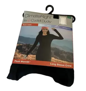 Climateright By Cuddl Duds 769137734041 New Climate Right Cuddle Women Plush Warmth Long Sleeve Crew Size Xl Black