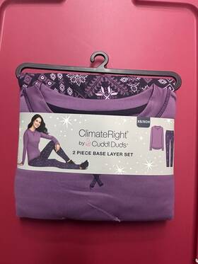 Climateright By Cuddl Duds Cd345 Pur-44tec Base Layer Set Xs Purple Snowflake Thermal