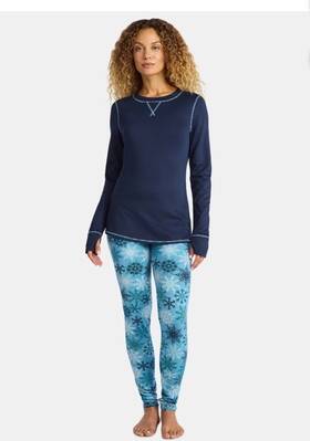 Climateright By Cuddl Duds Cdb728645 Womens Base Layer Set M Snowflake Thermal