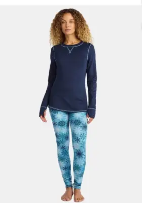 Cdb728645 Climateright By Cuddl Duds Womens Base Layer Set M Snowflake Thermal
