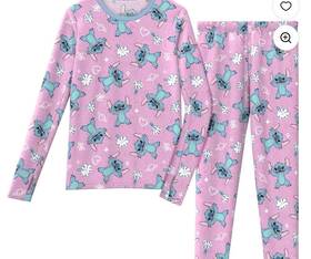 Climateright By Cuddl Duds K5a5al1s Disney Stitch Girls Base Layer Set Xs Pink