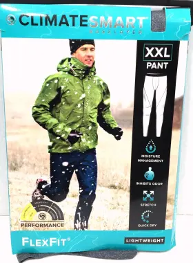 Cs8612482 Climatesmart Base Layer Flex Fit Pants Mens Xxl Dark Gray Lightweight Quick Dry