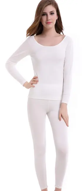 Cnlanrow 746591758356 Thermal Underwear Women Long - Scoop Neck Ultra Thin Johns Set Top And Bottom