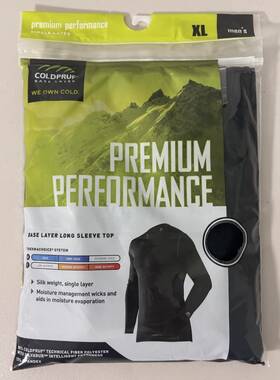 Coldpruf 091641150605 New Mens Thermal Underwear Crew Neck Top Size Xl Black Premium 30