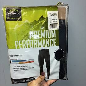 Coldpruf 091641157734 Premium Performance Base Layer Mens Pants - Black Size Large