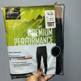Coldpruf 091641157734 Premium Performance Base Layer Mens Pants - Black Size Large
