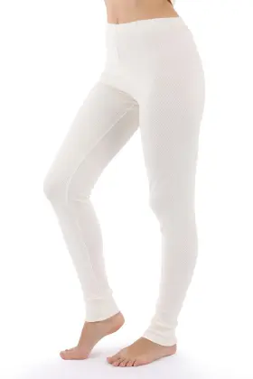 Cottonique 806032521911 Womens Thermal Leggings Organic Cotton Hypoallergenic Base Layer Navy
