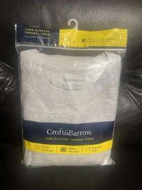 Croft & Barrow 400654630323 And Gray Long-sleeved Thermal Crew Shirt Men S Large L New