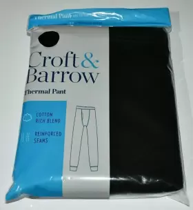 Croft & Barrow 400731610255 And Mens Thermal Pant Reinforced Seams - Cotton Blend Black Xxl