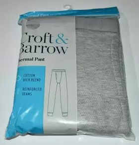 Croft & Barrow 400731610378 And Mens Thermal Pant Reinforced Seams - Cotton Blend Grey Xxl