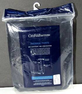 Croft & Barrow 400928204151 And Mens Thermal Pant Reinforced Seams Cotton Blend Black Xxl