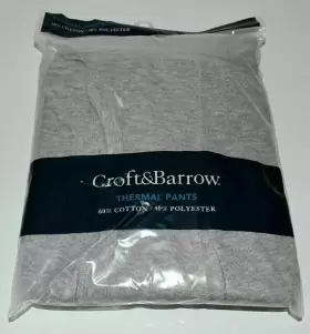 Croft & Barrow 400928204410 And Mens Cotton/polyester Thermal Pants Knit Cuffs Grey Xxl