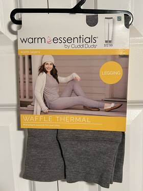Cuddl Duds 022070340 Warm Essentials Waffle Thermal Leggings Graphite Heather Size Small