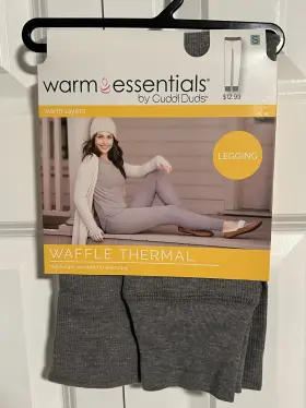 022070340 Cuddl Duds Warm Essentials Waffle Thermal Leggings Graphite Heather Size Small
