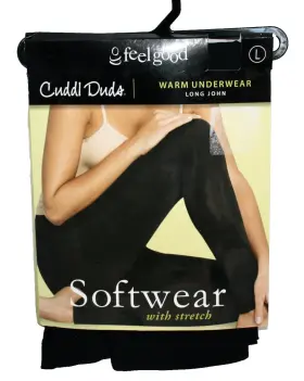 Cuddl Duds 086201002012 Womens Warm Underwear Long John Size Large Black Stretch Fabric