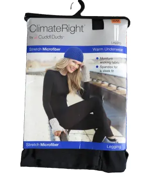 Cuddl Duds 086201145955 Climateright Womens M Stretch Microfiber Base Layer Legging Black