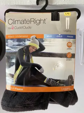 Cuddl Duds 086201146129 New Climate Right By Legging Size Large Black Stretch Fleece