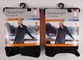 Cuddl Duds 086201146259 2 Climate Right Women Plush Stretch Fleece Thumbholes Top - Black -sm