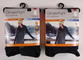Cuddl Duds 086201146259 2 Climate Right Women Plush Stretch Fleece Thumbholes Top - Black -sm