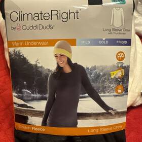 Cuddl Duds 086201146280 Climate Right Women S Xl/xg Black Long Sleeve Stretch Fleece Shirt