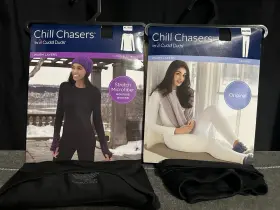 Cuddl Duds 086201197169 Chill Chasers Warm Layers Crew/leggings Set Black Xl 18-20 - Nip