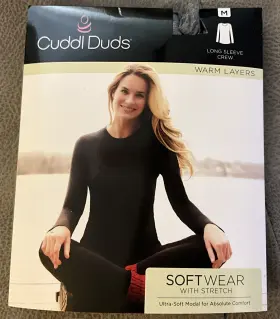 Cuddl Duds 086201215375 Soft Wear With Stretch Warm Layers Long Sleeve Crew Medium Charcoal Cuddl Duds 086201215375 Soft Wear With Stretch Warm Layers Long Sleeve Crew Medium Charcoal
