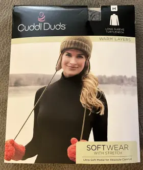 Cuddl Duds 086201276529 Soft Wear With Stretch Warm Layers Long Sleeve Turtleneck Medium Gray