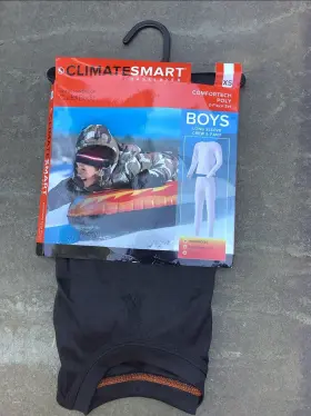Cuddl Duds 086201319257 New Boy Climate Smart Comfortech 2 Piece Base Layer Black-size Xs