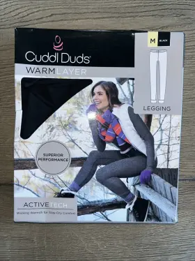 Cuddl Duds 086201420564 Womens Warm Layer Active Tech Crew Leggings Medium Black New Nib