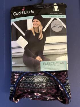 Cuddl Duds 086201466715 Womens Fleecewear Long Sleeve Crew Top Purple Print Sz Large New