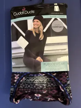 Cuddl Duds 086201466715 Womens Fleecewear Long Sleeve Crew Top Purple Print Sz Large New