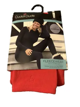 Cuddl Duds 086201467514 Womens Leggings Fleecewear With Stretch Red Size Large 14-16 Nip