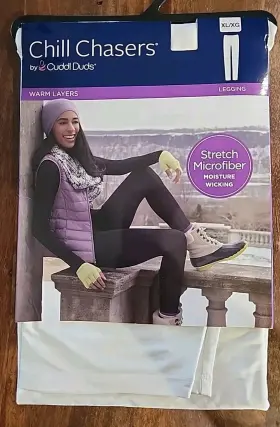 Cuddl Duds 086201523128 Leggings Womens Xl Ivory Chill Chasers Warm Layers Streach Micofiber